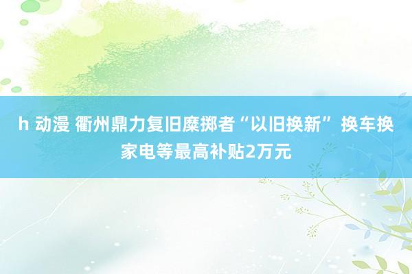 h 动漫 衢州鼎力复旧糜掷者“以旧换新” 换车换家电等最高补贴2万元