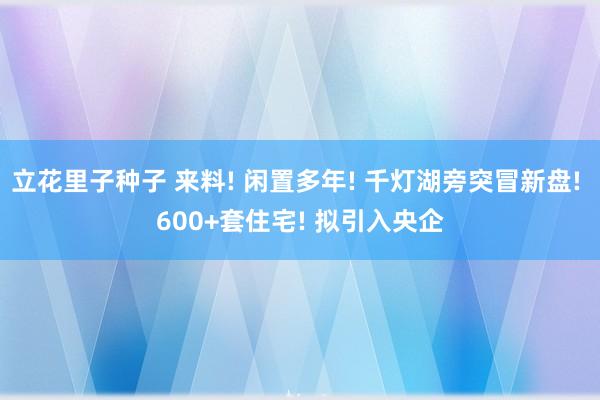 立花里子种子 来料! 闲置多年! 千灯湖旁突冒新盘! 600+套住宅! 拟引入央企