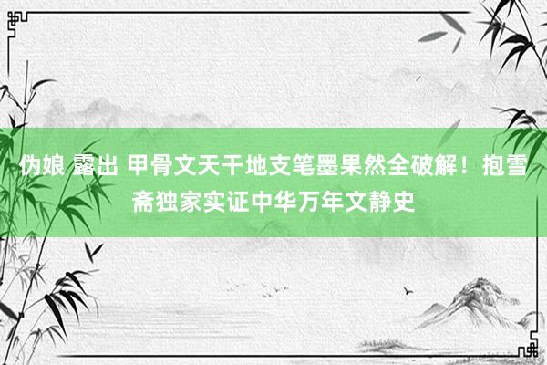 伪娘 露出 甲骨文天干地支笔墨果然全破解！抱雪斋独家实证中华万年文静史