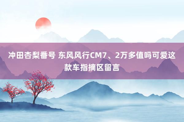 冲田杏梨番号 东风风行CM7、2万多值吗可爱这款车指摘区留言