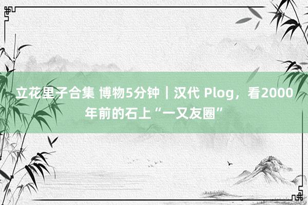 立花里子合集 博物5分钟｜汉代 Plog，看2000年前的石上“一又友圈”