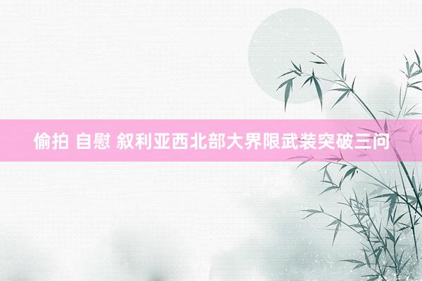 偷拍 自慰 叙利亚西北部大界限武装突破三问