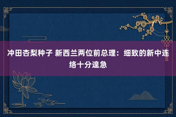 冲田杏梨种子 新西兰两位前总理：细致的新中连络十分遑急