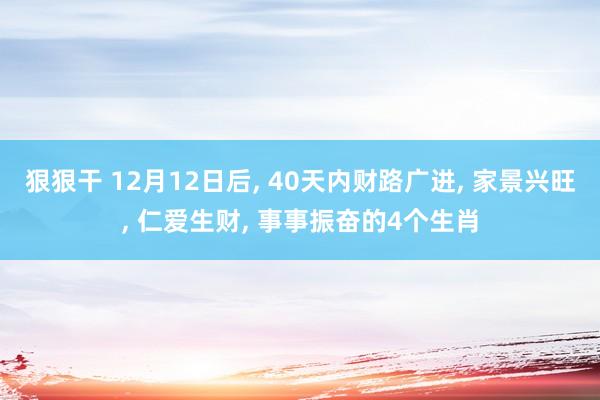 狠狠干 12月12日后， 40天内财路广进， 家景兴旺， 仁爱生财， 事事振奋的4个生肖