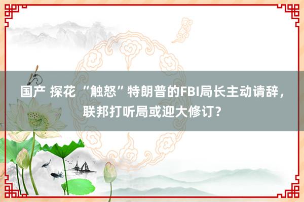 国产 探花 “触怒”特朗普的FBI局长主动请辞，联邦打听局或迎大修订？