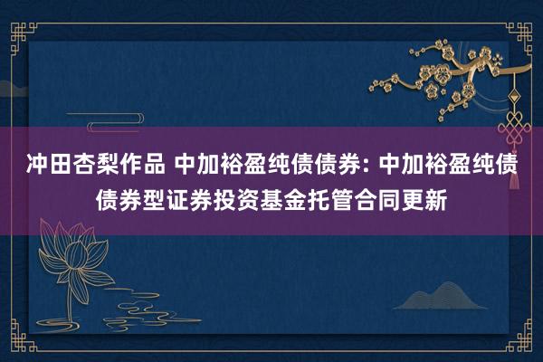 冲田杏梨作品 中加裕盈纯债债券: 中加裕盈纯债债券型证券投资基金托管合同更新