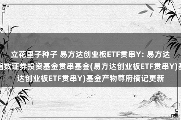 立花里子种子 易方达创业板ETF贯串Y: 易方达创业板往返型灵通式指数证券投资基金贯串基金(易方达创业板ETF贯串Y)基金产物尊府摘记更新