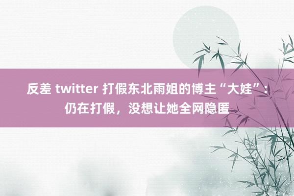 反差 twitter 打假东北雨姐的博主“大娃”：仍在打假，没想让她全网隐匿
