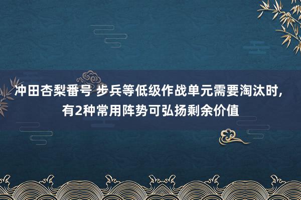 冲田杏梨番号 步兵等低级作战单元需要淘汰时， 有2种常用阵势可弘扬剩余价值