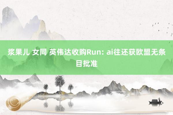 浆果儿 女同 英伟达收购Run: ai往还获欧盟无条目批准