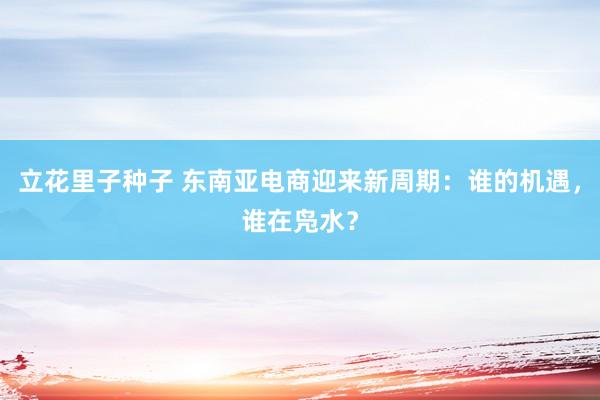 立花里子种子 东南亚电商迎来新周期：谁的机遇，谁在凫水？