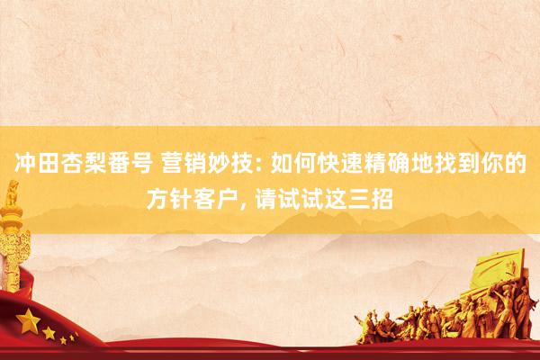 冲田杏梨番号 营销妙技: 如何快速精确地找到你的方针客户， 请试试这三招