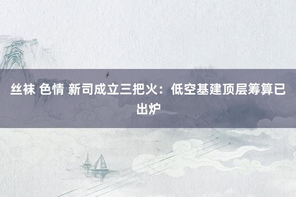 丝袜 色情 新司成立三把火：低空基建顶层筹算已出炉