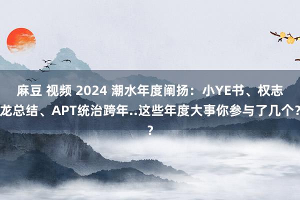 麻豆 视频 2024 潮水年度阐扬：小YE书、权志龙总结、APT统治跨年..这些年度大事你参与了几个？