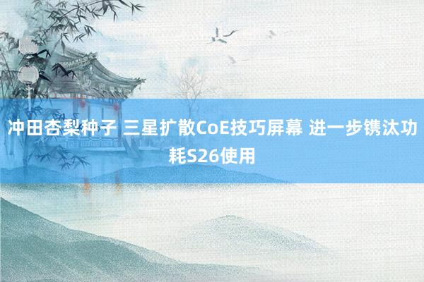 冲田杏梨种子 三星扩散CoE技巧屏幕 进一步镌汰功耗S26使用