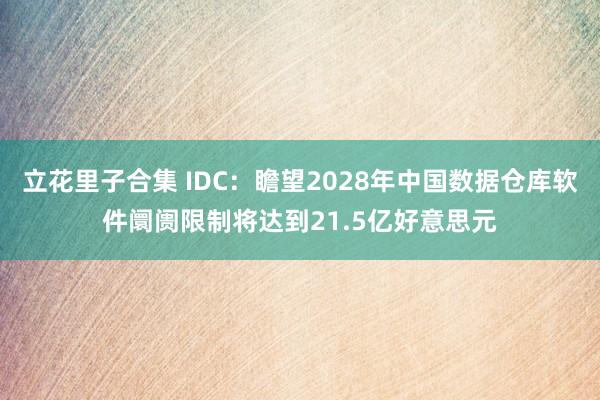 立花里子合集 IDC：瞻望2028年中国数据仓库软件阛阓限制将达到21.5亿好意思元