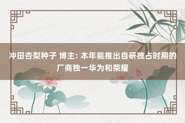冲田杏梨种子 博主: 本年能推出自研独占时期的厂商独一华为和荣耀