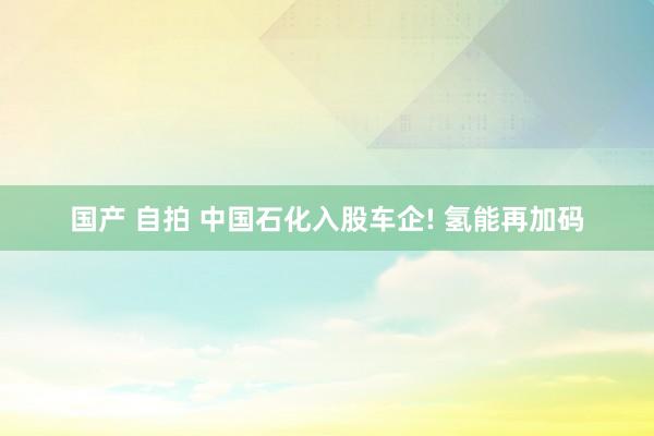国产 自拍 中国石化入股车企! 氢能再加码
