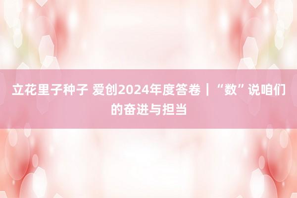 立花里子种子 爱创2024年度答卷｜“数”说咱们的奋进与担当
