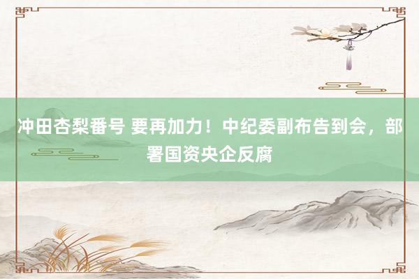 冲田杏梨番号 要再加力！中纪委副布告到会，部署国资央企反腐