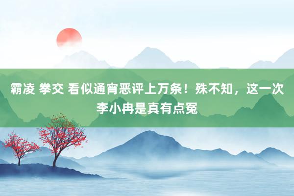 霸凌 拳交 看似通宵恶评上万条！殊不知，这一次李小冉是真有点冤