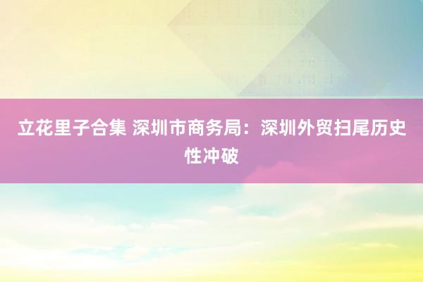 立花里子合集 深圳市商务局：深圳外贸扫尾历史性冲破