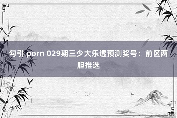 勾引 porn 029期三少大乐透预测奖号：前区两胆推选