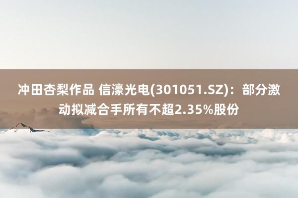 冲田杏梨作品 信濠光电(301051.SZ)：部分激动拟减合手所有不超2.35%股份