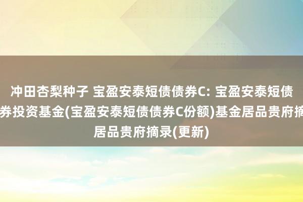 冲田杏梨种子 宝盈安泰短债债券C: 宝盈安泰短债债券型证券投资基金(宝盈安泰短债债券C份额)基金居品贵府摘录(更新)