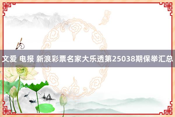 文爱 电报 新浪彩票名家大乐透第25038期保举汇总