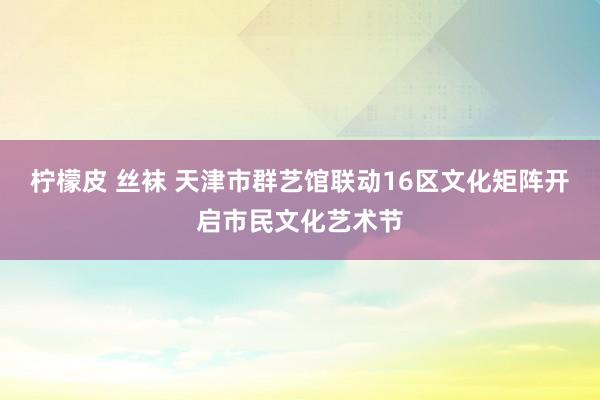 柠檬皮 丝袜 天津市群艺馆联动16区文化矩阵开启市民文化艺术节