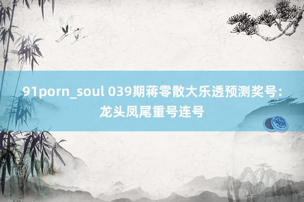 91porn_soul 039期蒋零散大乐透预测奖号：龙头凤尾重号连号