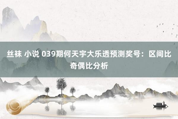 丝袜 小说 039期何天宇大乐透预测奖号：区间比奇偶比分析