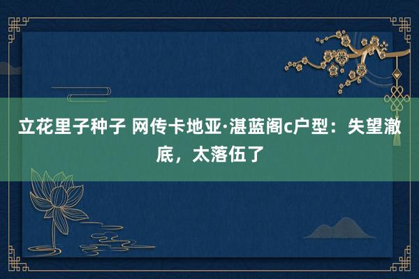 立花里子种子 网传卡地亚·湛蓝阁c户型:失望澈底,太落伍了