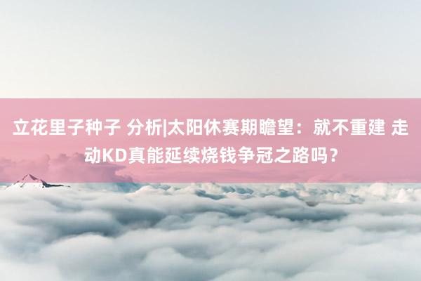 立花里子种子 分析|太阳休赛期瞻望：就不重建 走动KD真能延续烧钱争冠之路吗？
