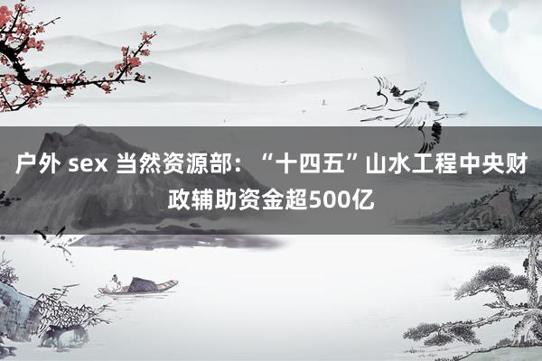 户外 sex 当然资源部：“十四五”山水工程中央财政辅助资金超500亿