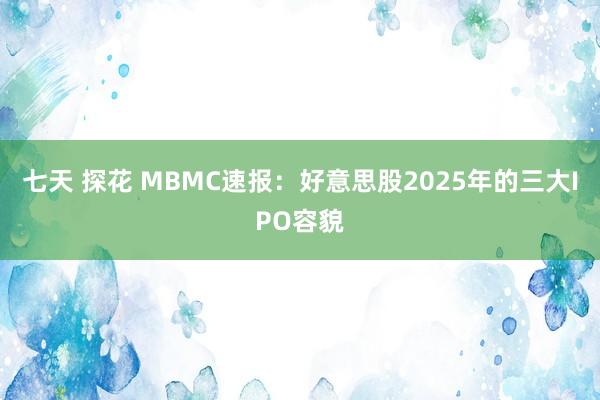 七天 探花 MBMC速报：好意思股2025年的三大IPO容貌