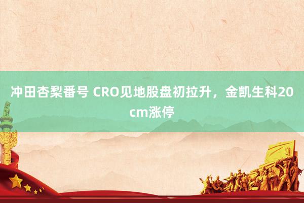 冲田杏梨番号 CRO见地股盘初拉升，金凯生科20cm涨停
