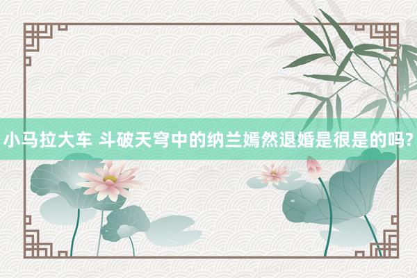 小马拉大车 斗破天穹中的纳兰嫣然退婚是很是的吗?