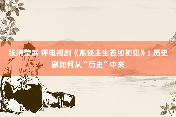 张婉莹系 评电视剧《东谈主生若如初见》: 历史剧如何从“历史”中来