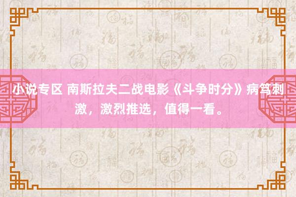 小说专区 南斯拉夫二战电影《斗争时分》病笃刺激，激烈推选，值得一看。